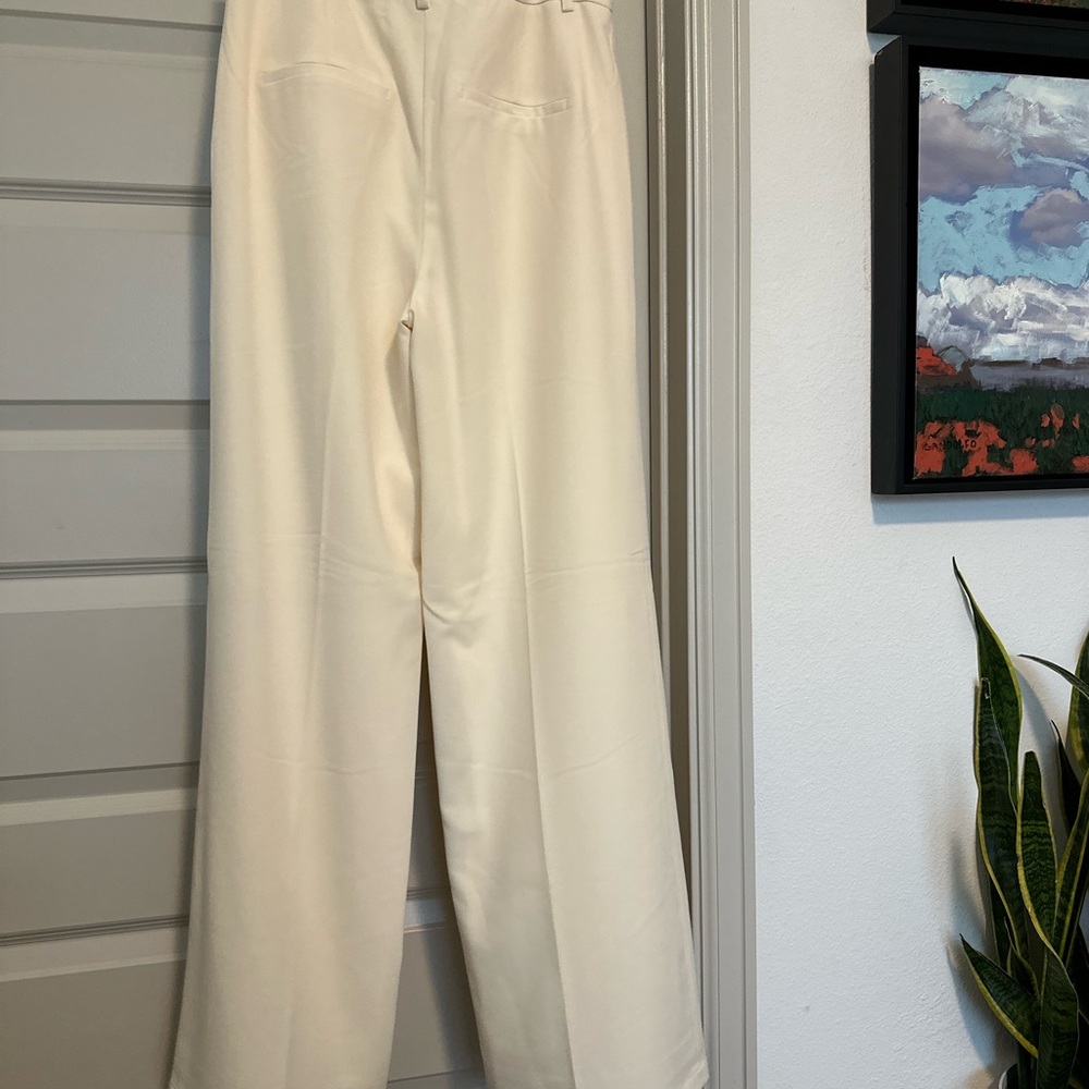 Elegant Cream Wide-Leg Trousers Fully Lined
